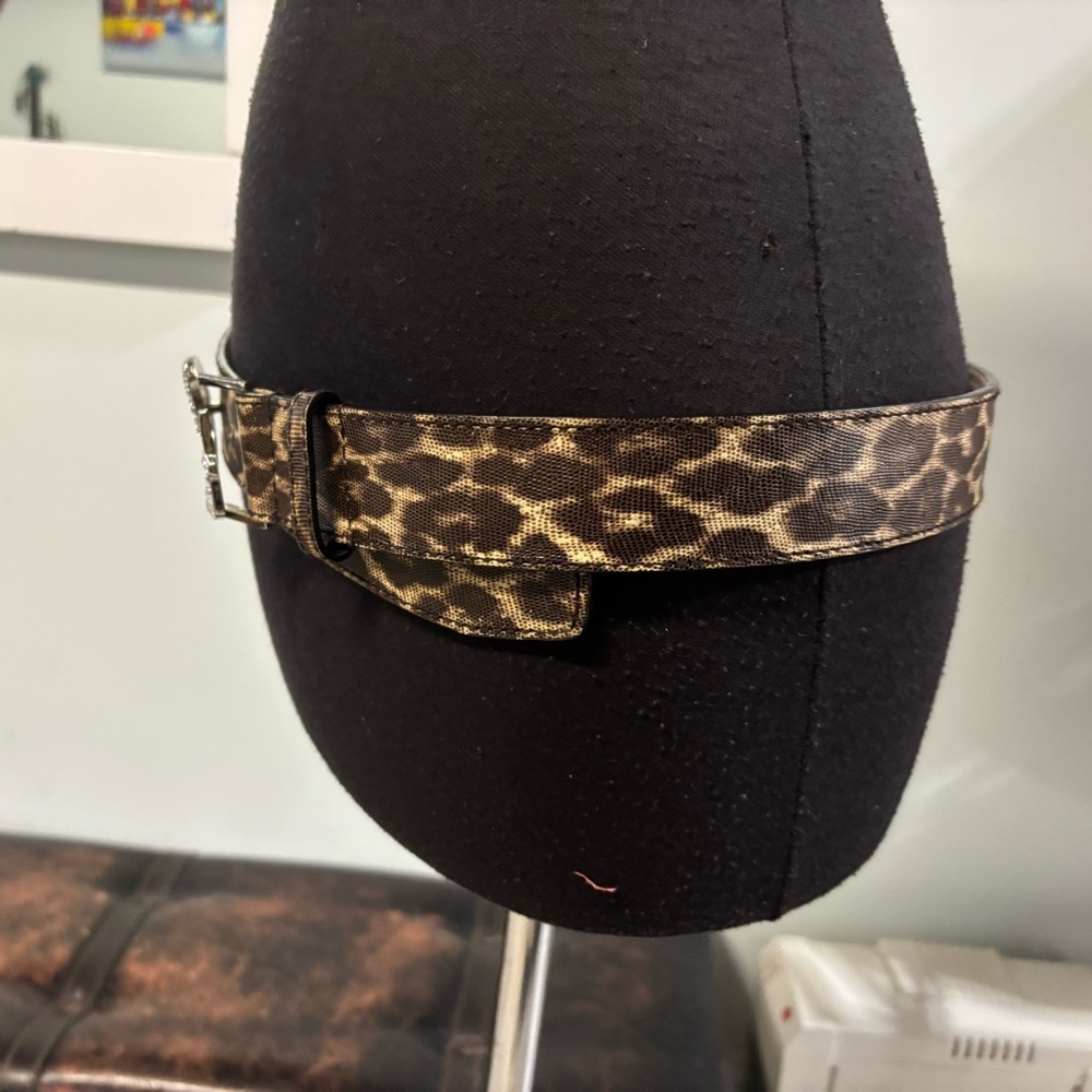 NWOT❤️Guess Leopard Print Crystal G Belt-M - Picture 3 of 5